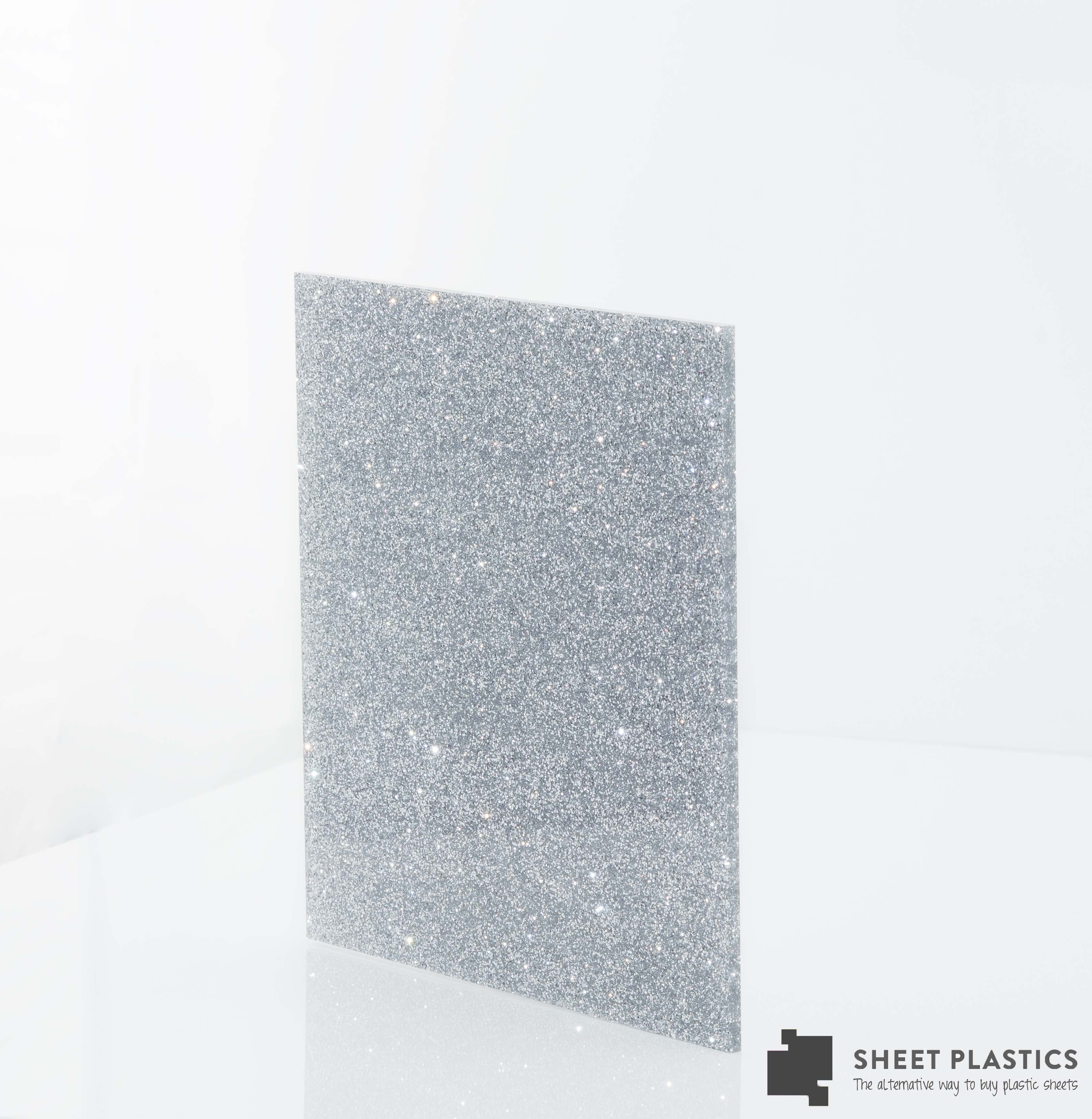 3mm Silver Glitter Acrylic Sheet Cut To Size